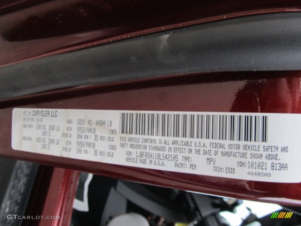 2008 Wrangler Color Code PEM for Red Rock Crystal Pearl Photo #57008882