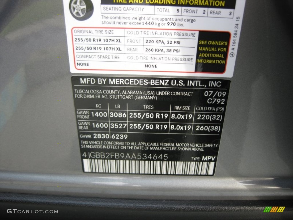 2010 ML Color Code 792 for Palladium Silver Metallic Photo #57011873