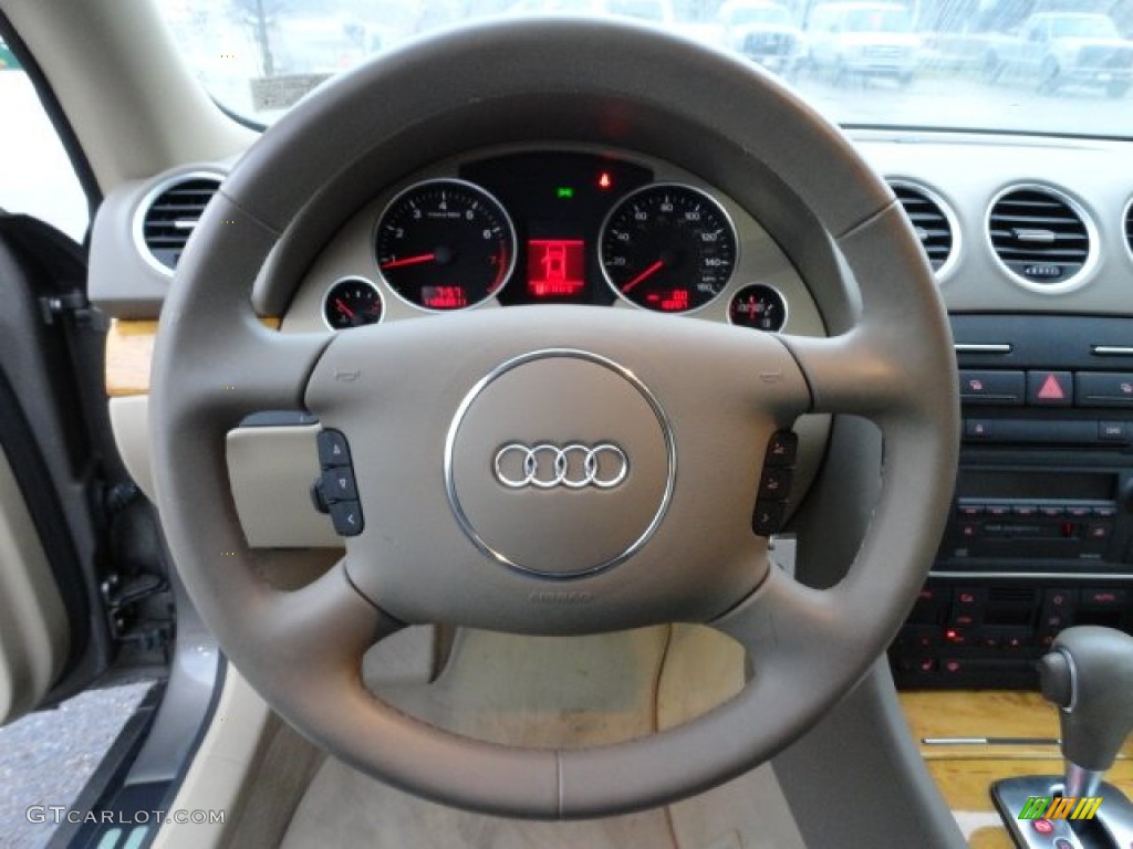 2006 Audi A4 3.0 quattro Cabriolet Beige Steering Wheel Photo #57013211