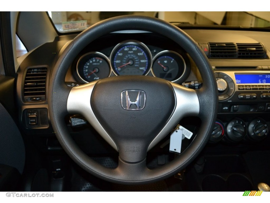 2008 Honda Fit Hatchback Black/Grey Steering Wheel Photo #57017993