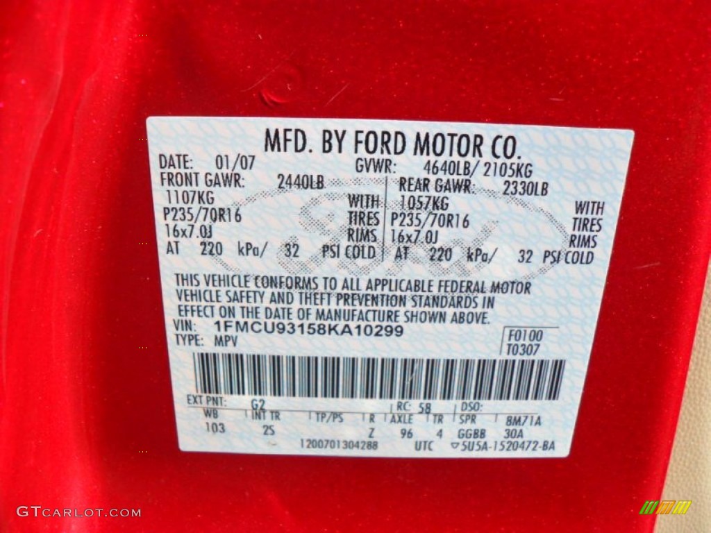 2008 Escape XLT V6 4WD - Redfire Metallic / Stone photo #6