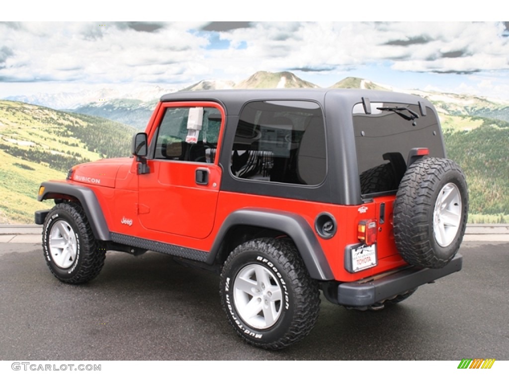 2004 Wrangler Rubicon 4x4 - Flame Red / Dark Slate Gray photo #2