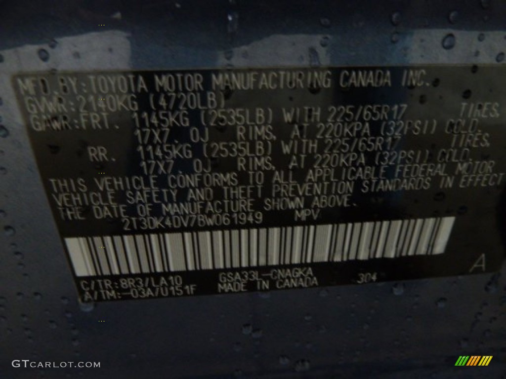 2011 RAV4 V6 Limited 4WD - Pacific Blue Metallic / Ash photo #14