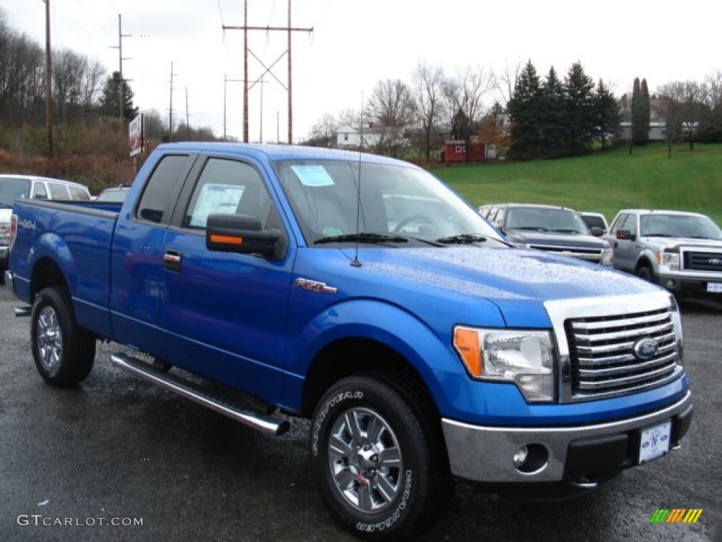 2011 F150 XLT SuperCab 4x4 - Blue Flame Metallic / Steel Gray photo #2