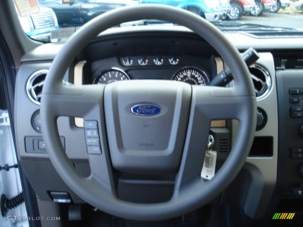 2011 Ford F150 XLT SuperCab 4x4 Pale Adobe Steering Wheel Photo #57040943
