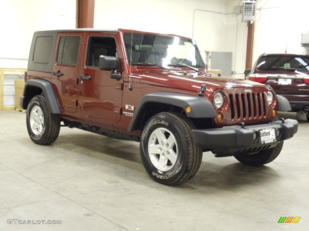 2008 Wrangler Unlimited X 4x4 - Red Rock Crystal Pearl / Dark Slate Gray/Med Slate Gray photo #7