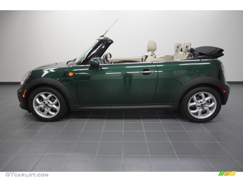 2011 Cooper Convertible - British Racing Green II / Gravity Polar Beige Leather photo #2