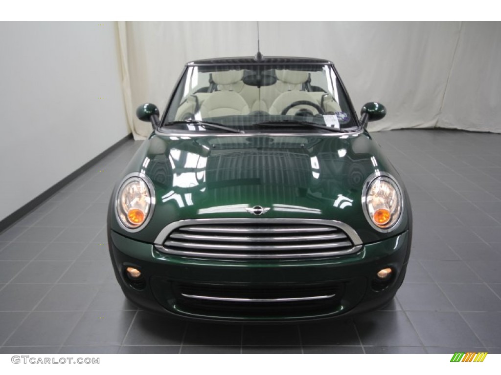 2011 Cooper Convertible - British Racing Green II / Gravity Polar Beige Leather photo #3