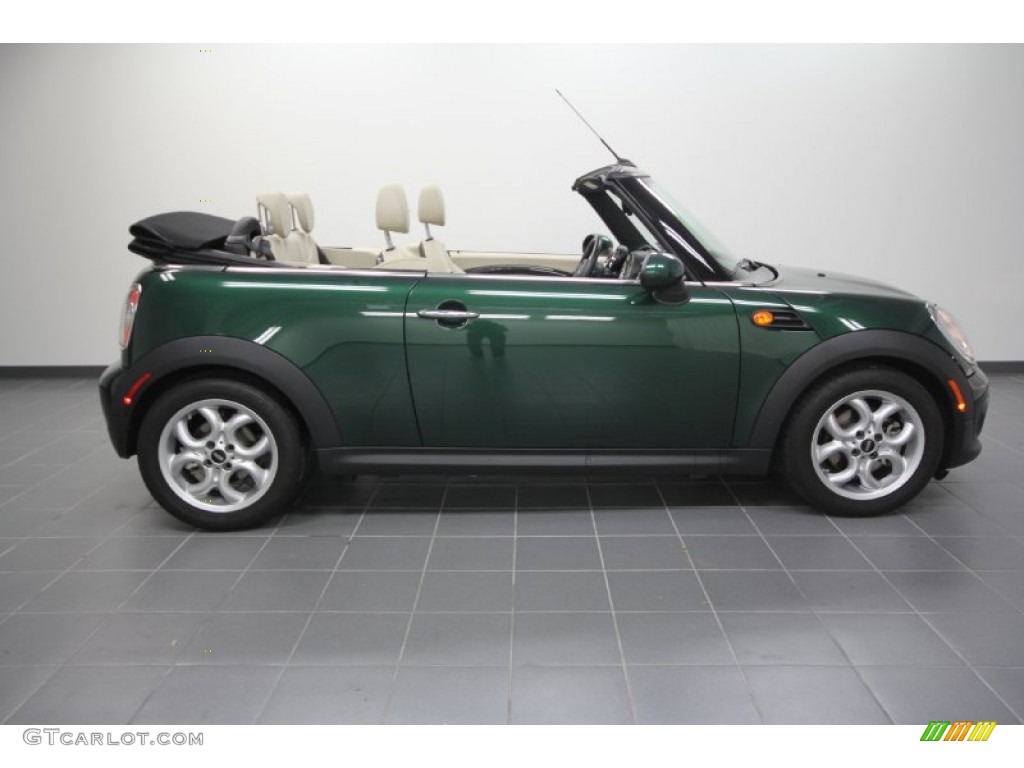 2011 Cooper Convertible - British Racing Green II / Gravity Polar Beige Leather photo #6