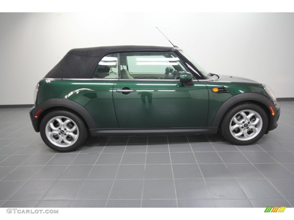 2011 Cooper Convertible - British Racing Green II / Gravity Polar Beige Leather photo #34