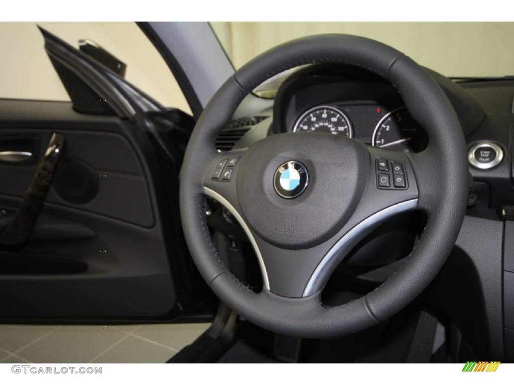 2012 BMW 1 Series 128i Coupe Black Steering Wheel Photo #57050951