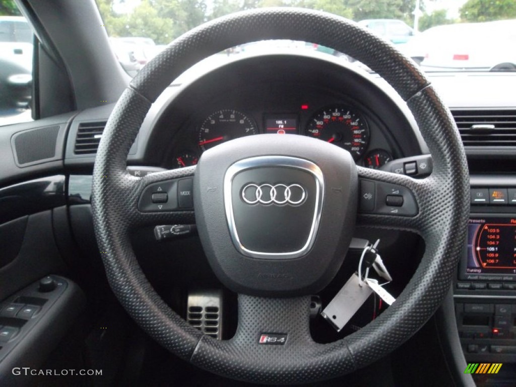 2008 Audi RS4 4.2 quattro Sedan Black Steering Wheel Photo #57051320