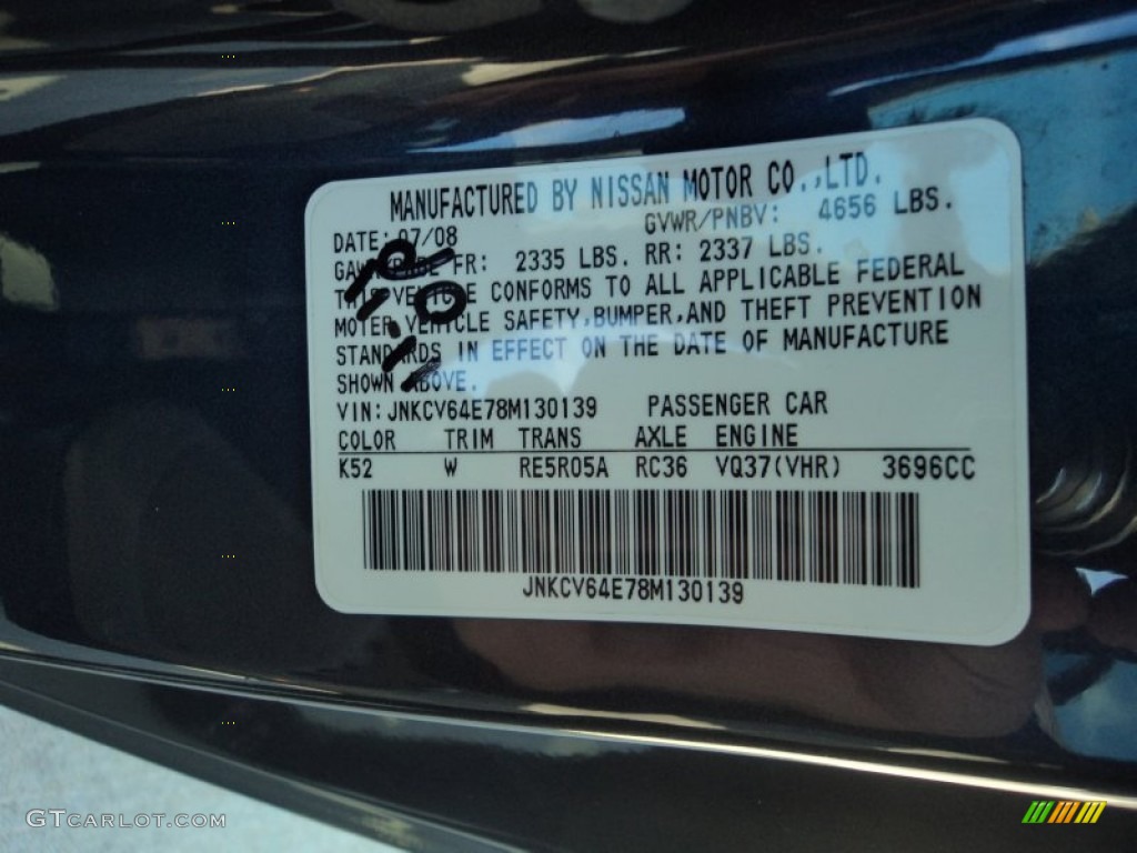 2008 G Color Code K52 for Blue Slate Metallic Photo #57055955