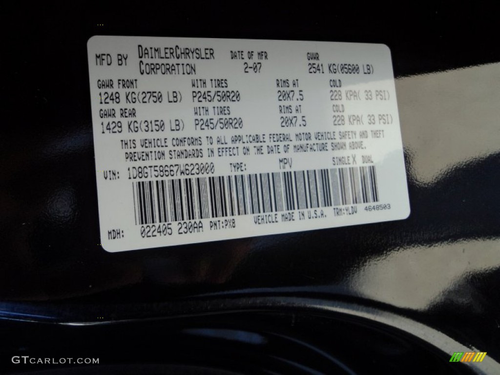 2007 Dodge Nitro R/T Color Code Photos