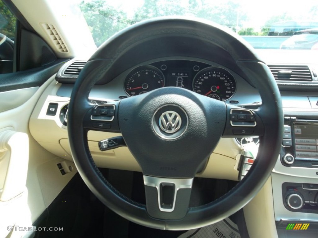 2010 Volkswagen CC Sport Cornsilk Beige Two Tone Steering Wheel Photo #57062348