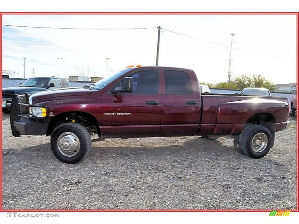 2003 Ram 3500 SLT Quad Cab 4x4 Dually - Dark Garnet Red Pearl / Dark Slate Gray photo #2