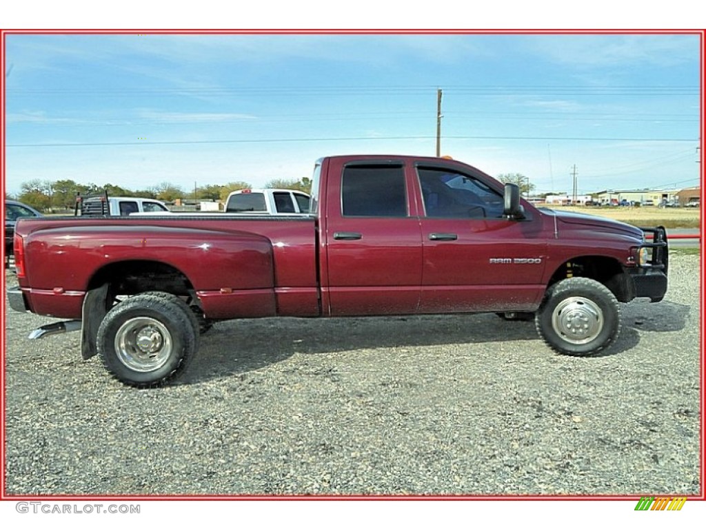 2003 Ram 3500 SLT Quad Cab 4x4 Dually - Dark Garnet Red Pearl / Dark Slate Gray photo #9