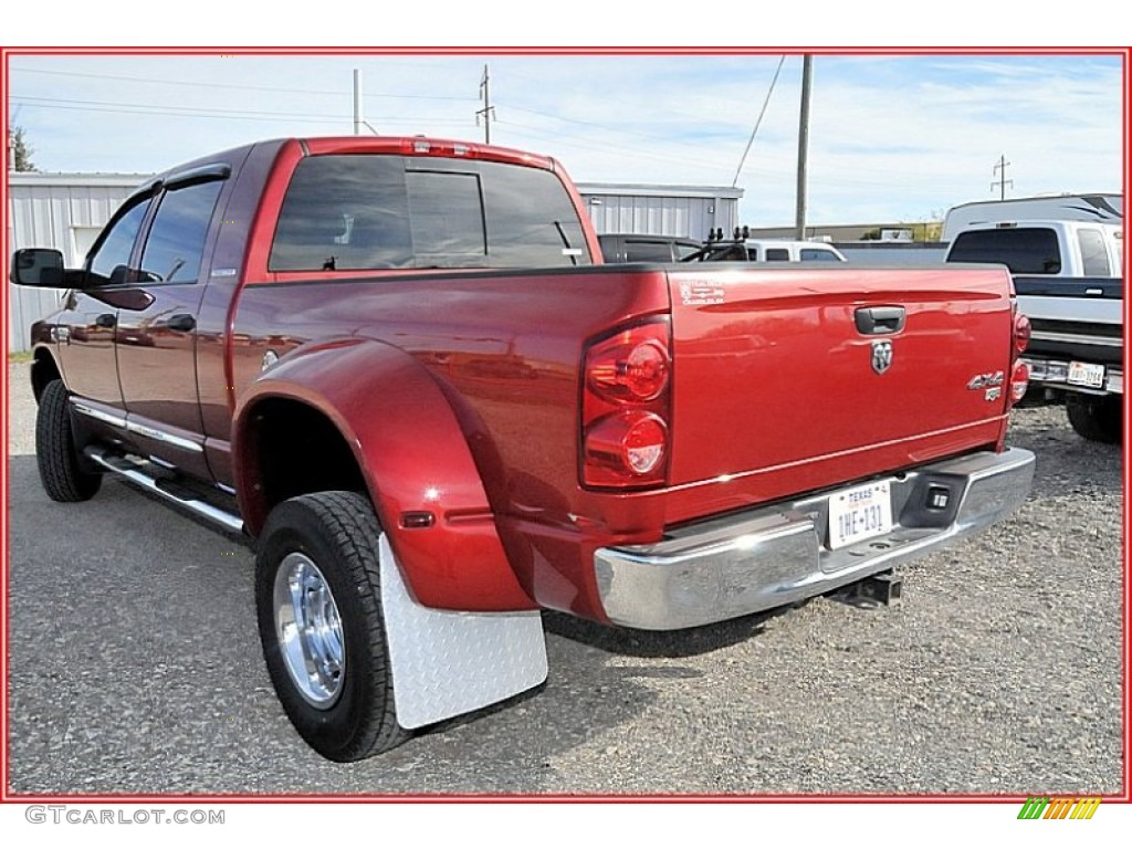 2007 Ram 3500 Laramie Mega Cab 4x4 Dually - Inferno Red Crystal Pearl / Medium Slate Gray photo #3