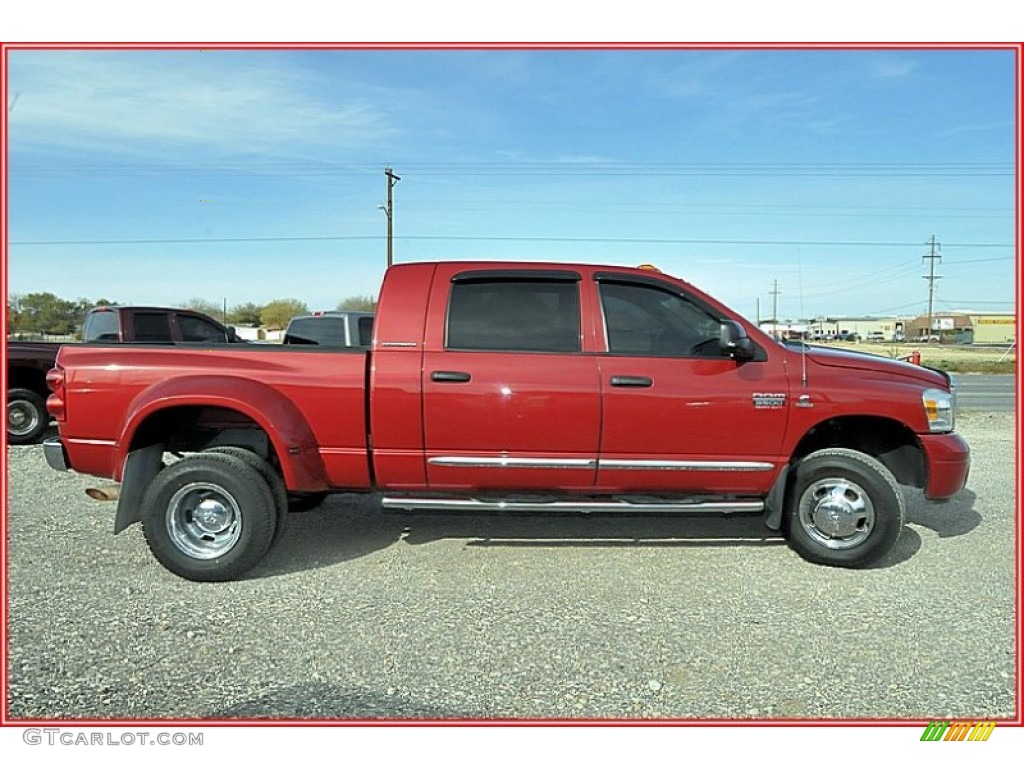 2007 Ram 3500 Laramie Mega Cab 4x4 Dually - Inferno Red Crystal Pearl / Medium Slate Gray photo #8