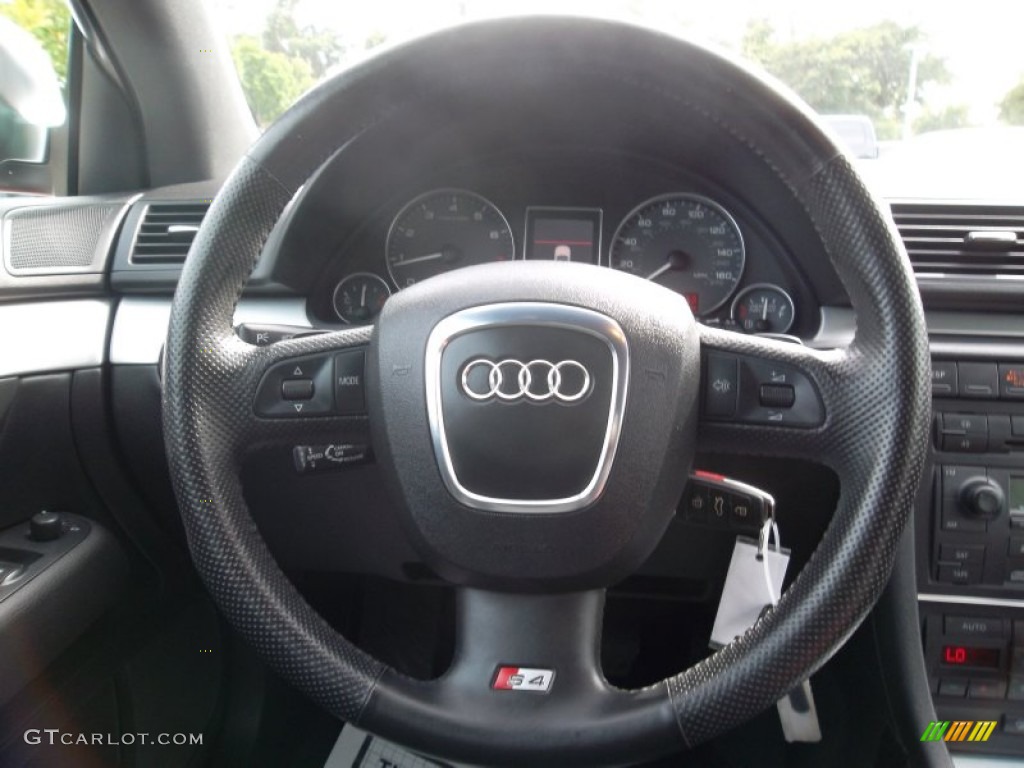 2006 Audi S4 4.2 quattro Sedan Black Steering Wheel Photo #57068101