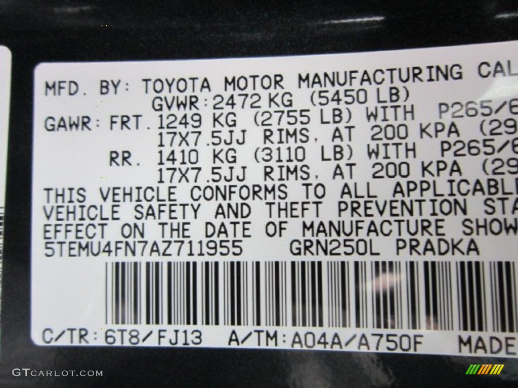 2010 Tacoma Color Code 6T8 for Timberland Mica Photo #57073643