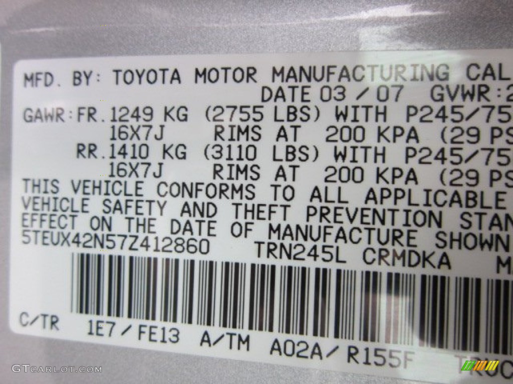 2007 Toyota Tacoma Access Cab 4x4 Parts Photos