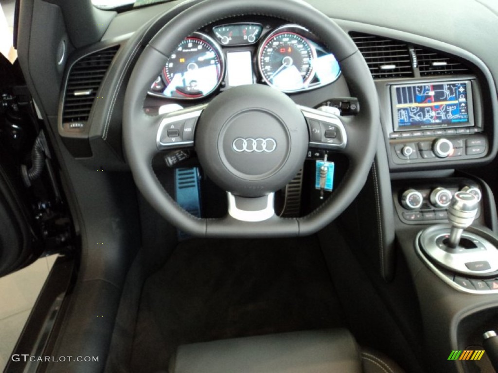 2011 Audi R8 Spyder 5.2 FSI quattro Black Fine Nappa Leather Steering Wheel Photo #57074099