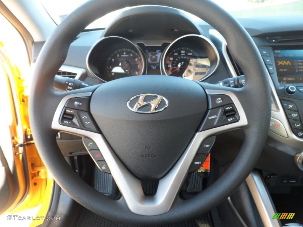 2012 Hyundai Veloster Standard Veloster Model Black Steering Wheel Photo #57074273