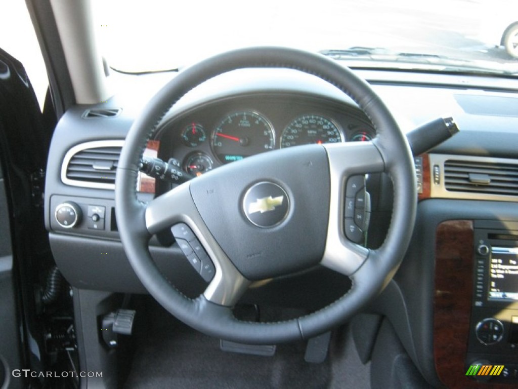 2012 Chevrolet Suburban LTZ Ebony Steering Wheel Photo #57075593