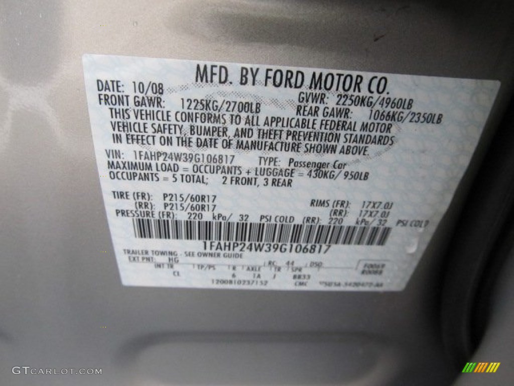 2009 Taurus Color Code HG for Smokestone Metallic Photo #57076952
