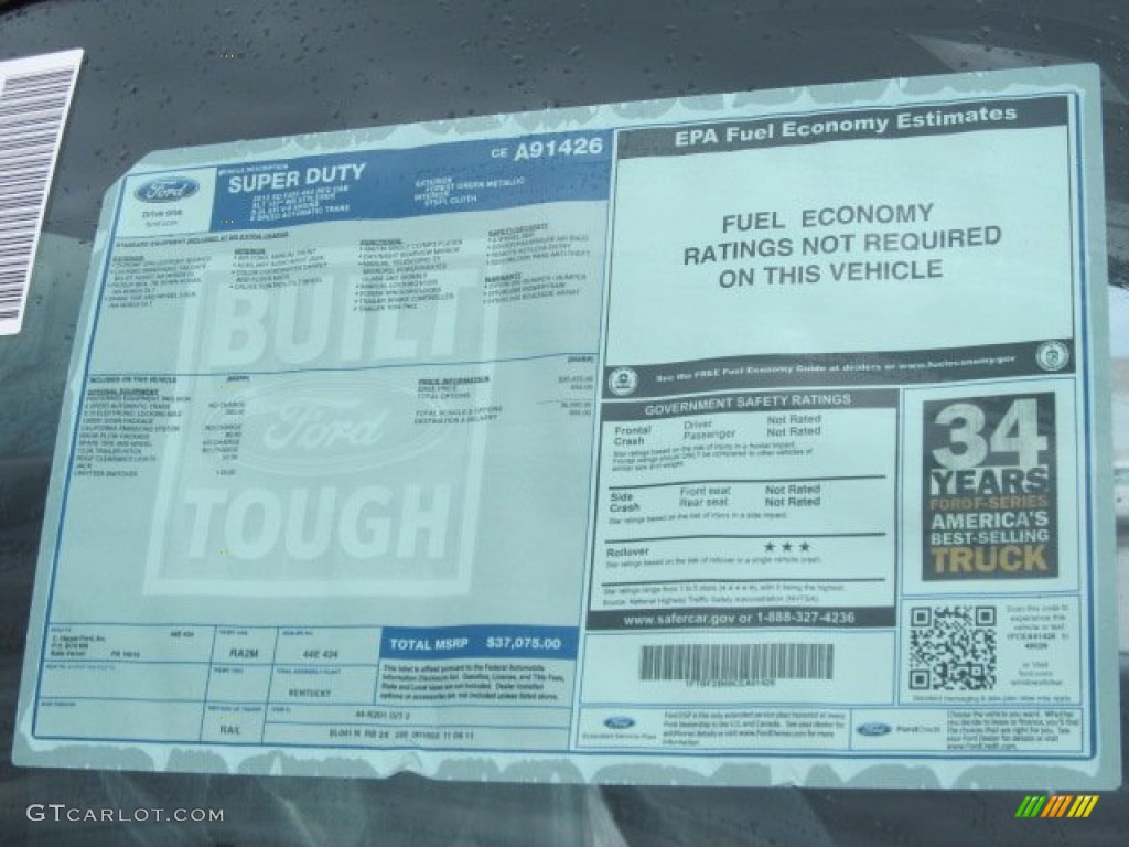 2012 Ford F250 Super Duty XLT Regular Cab 4x4 Window Sticker Photo #57077219