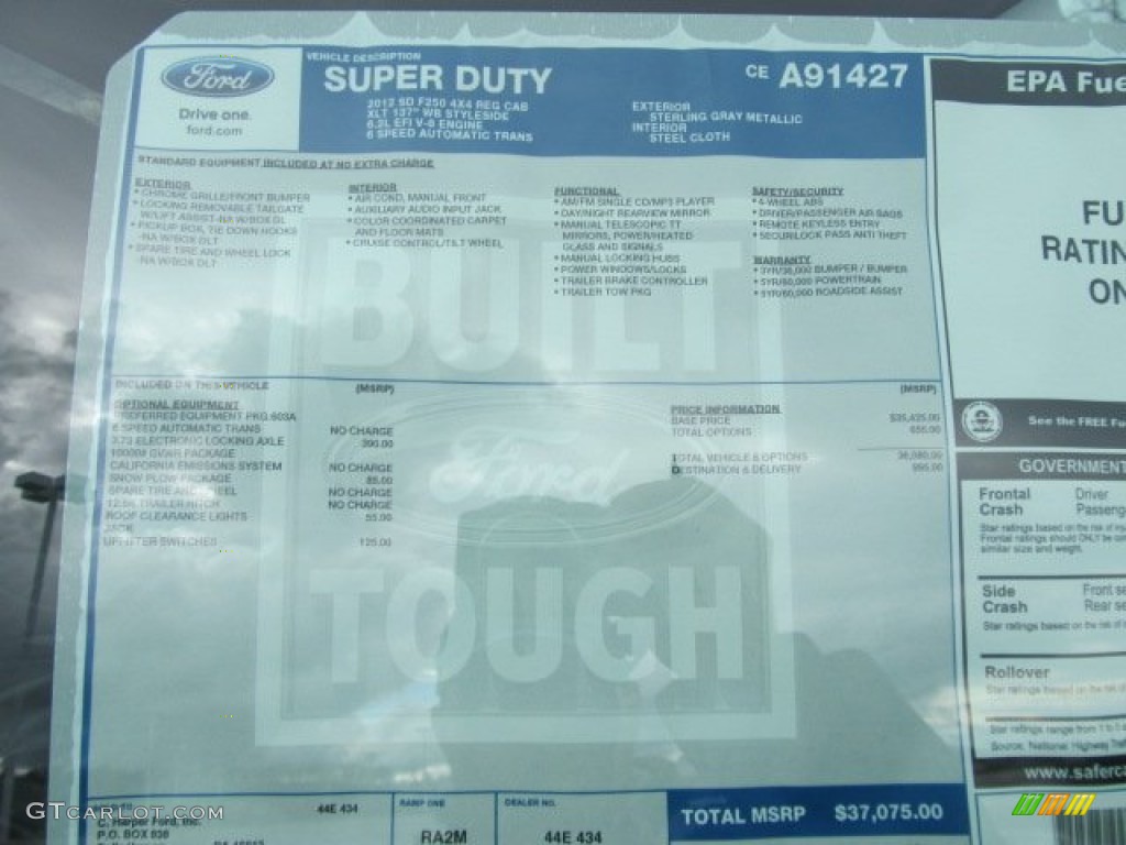 2012 F250 Super Duty XLT Regular Cab 4x4 - Sterling Grey Metallic / Steel photo #6