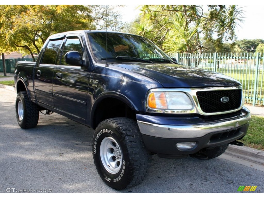 True Blue Metallic 2003 Ford F150 XLT SuperCrew 4x4 Exterior Photo #57080489