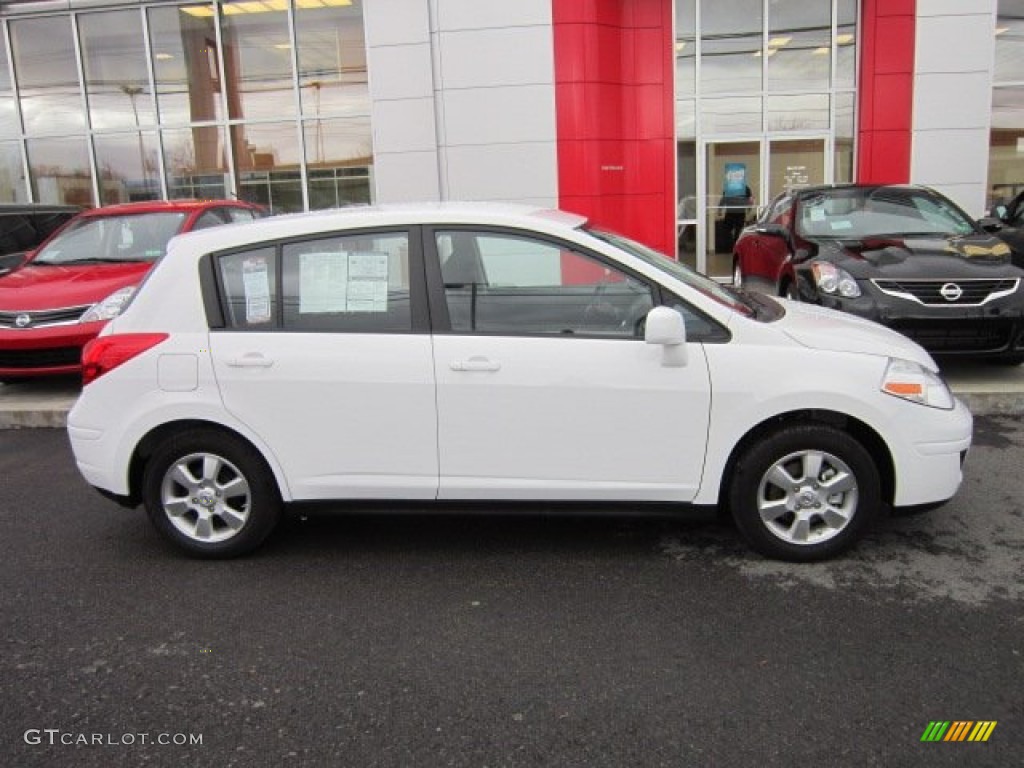 Fresh Powder White 2012 Nissan Versa 1.8 S Hatchback Exterior Photo #57080723