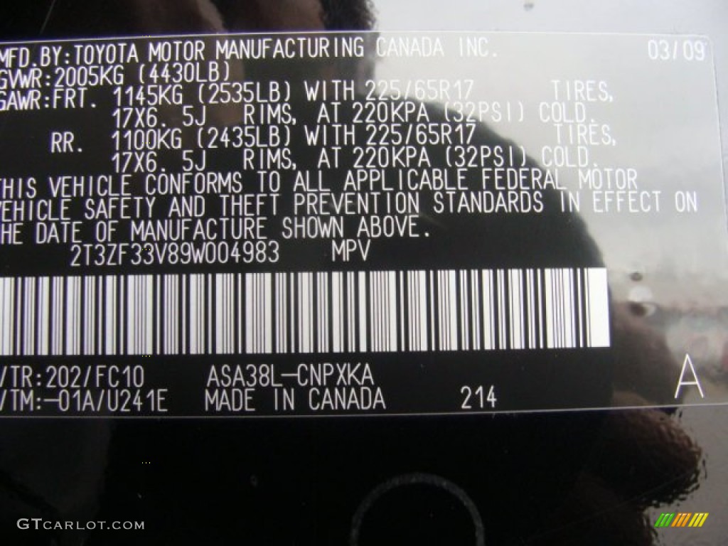 2009 RAV4 Color Code 202 for Black Photo #57086666