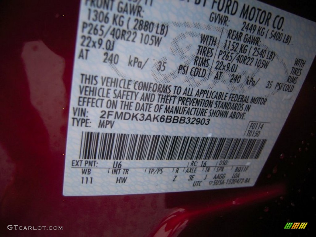 2011 Edge Color Code U6 for Red Candy Metallic Photo #57088814