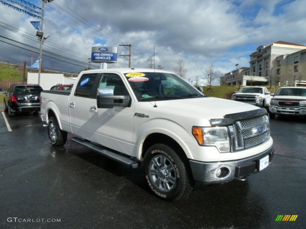 2010 F150 Lariat SuperCrew 4x4 - White Platinum Metallic Tri Coat / Black photo #1