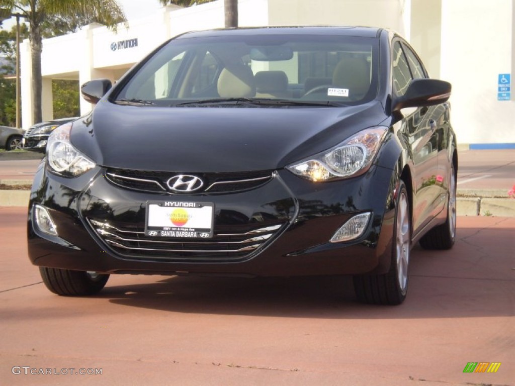 2012 Elantra Limited - Midnight Black / Beige photo #1