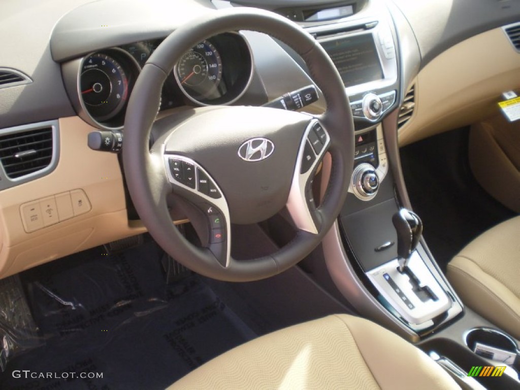 2012 Elantra Limited - Midnight Black / Beige photo #7