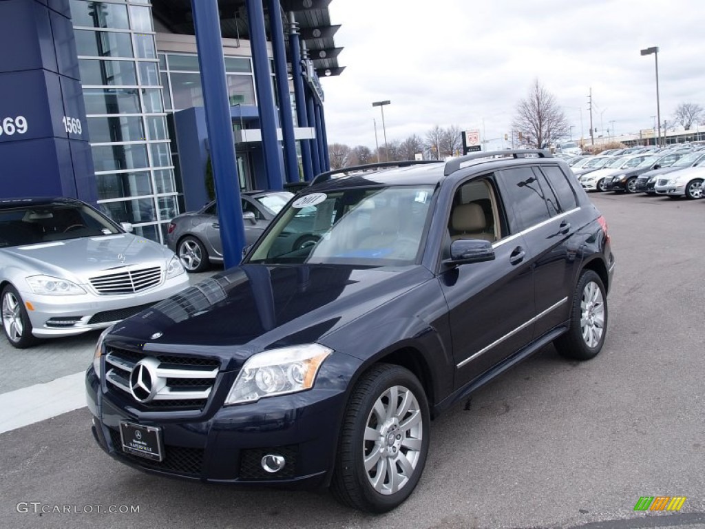 2011 GLK 350 4Matic - Capri Blue Metallic / Almond/Black photo #1