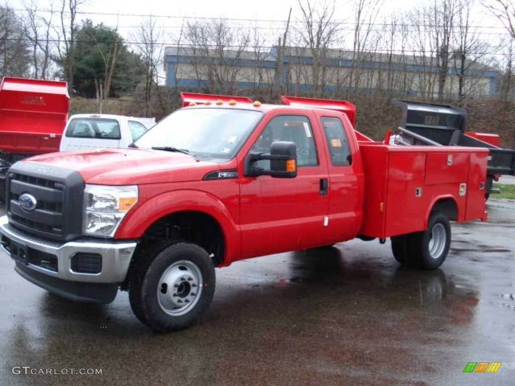 Vermillion Red 2011 Ford F350 Super Duty XL SuperCab 4x4 Chassis Commercial Exterior Photo #57105649