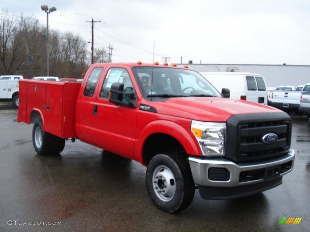 Vermillion Red 2011 Ford F350 Super Duty XL SuperCab 4x4 Chassis Commercial Exterior Photo #57105664