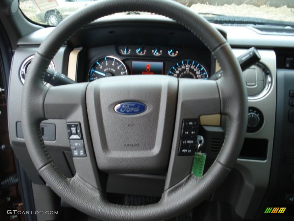 2012 Ford F150 XLT SuperCrew 4x4 Pale Adobe Steering Wheel Photo #57106477