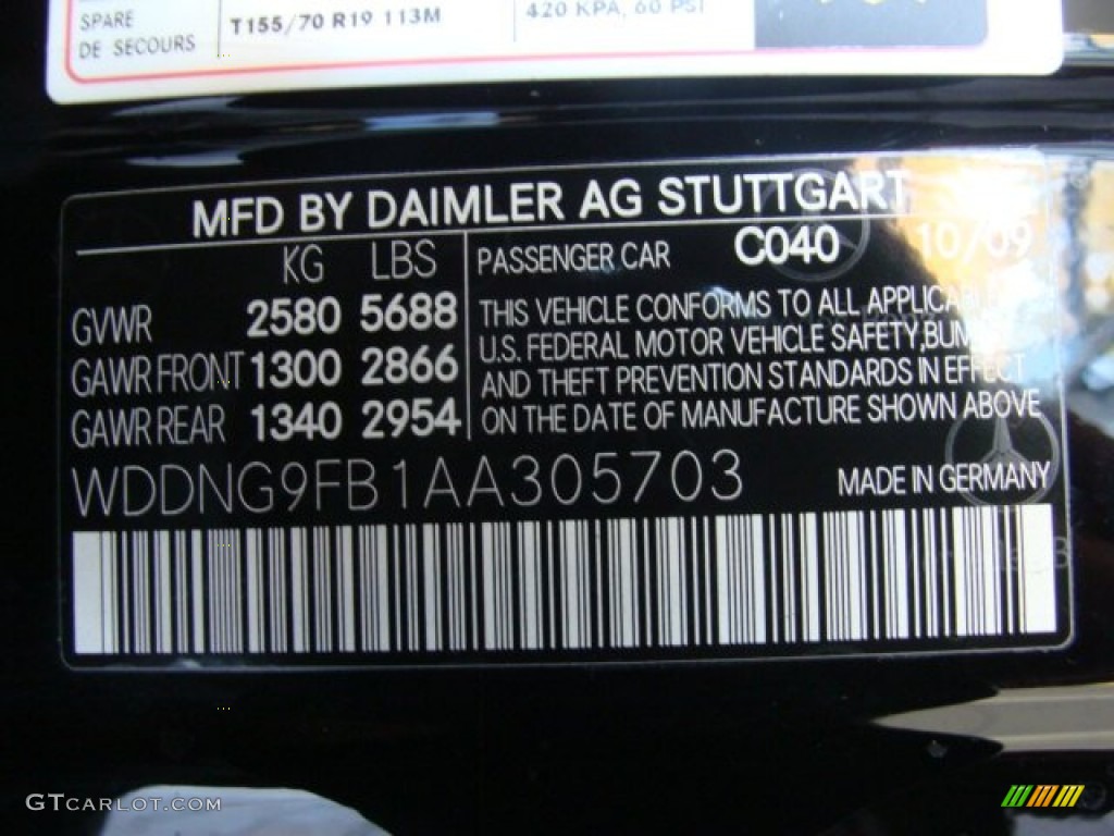 2010 Mercedes-Benz S 400 Hybrid Sedan Color Code Photos