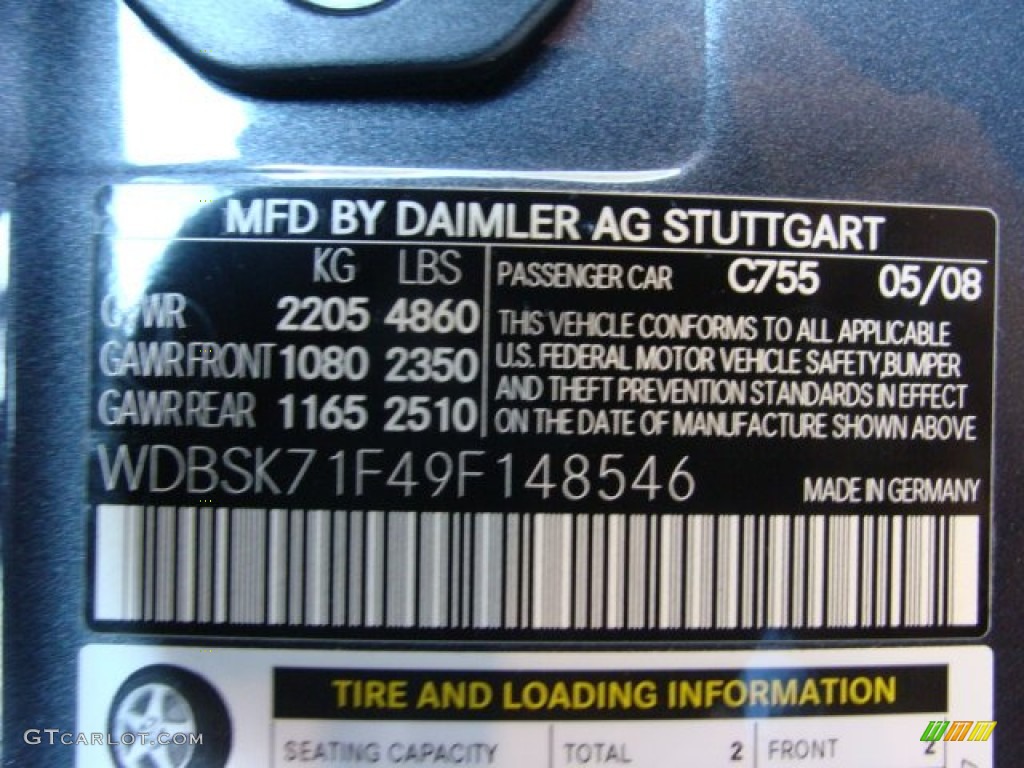 2009 SL Color Code 755 for Steel Grey Metallic Photo #57123001