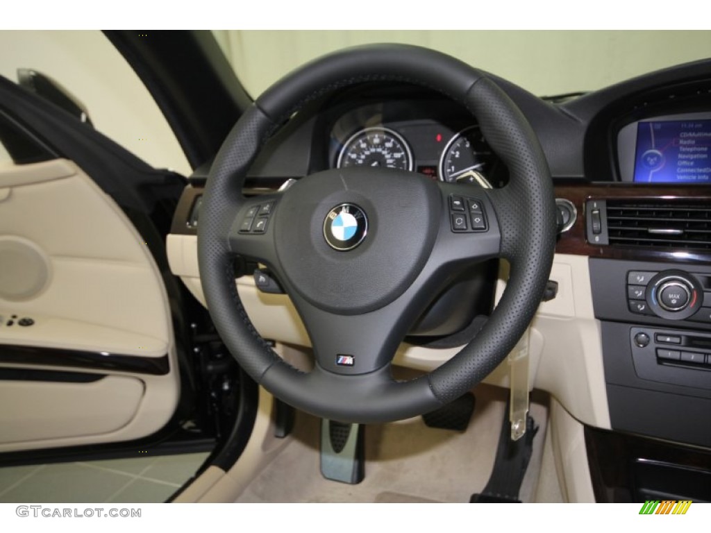 2012 BMW 3 Series 335i Convertible Cream Beige Steering Wheel Photo #57126667
