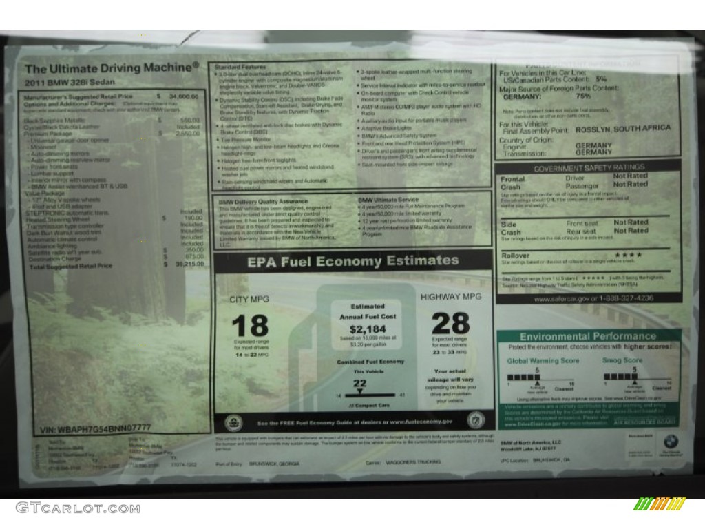 2011 3 Series 328i Sedan - Black Sapphire Metallic / Oyster/Black Dakota Leather photo #25