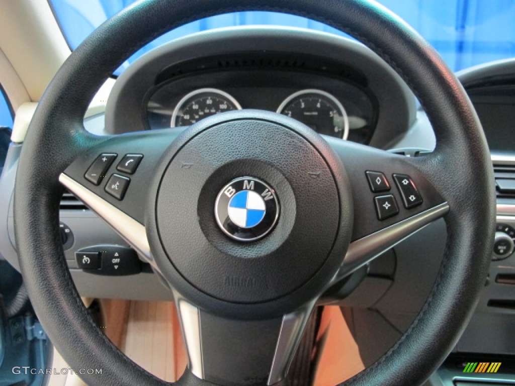 2004 BMW 6 Series 645i Coupe Creme Beige Steering Wheel Photo #57133177