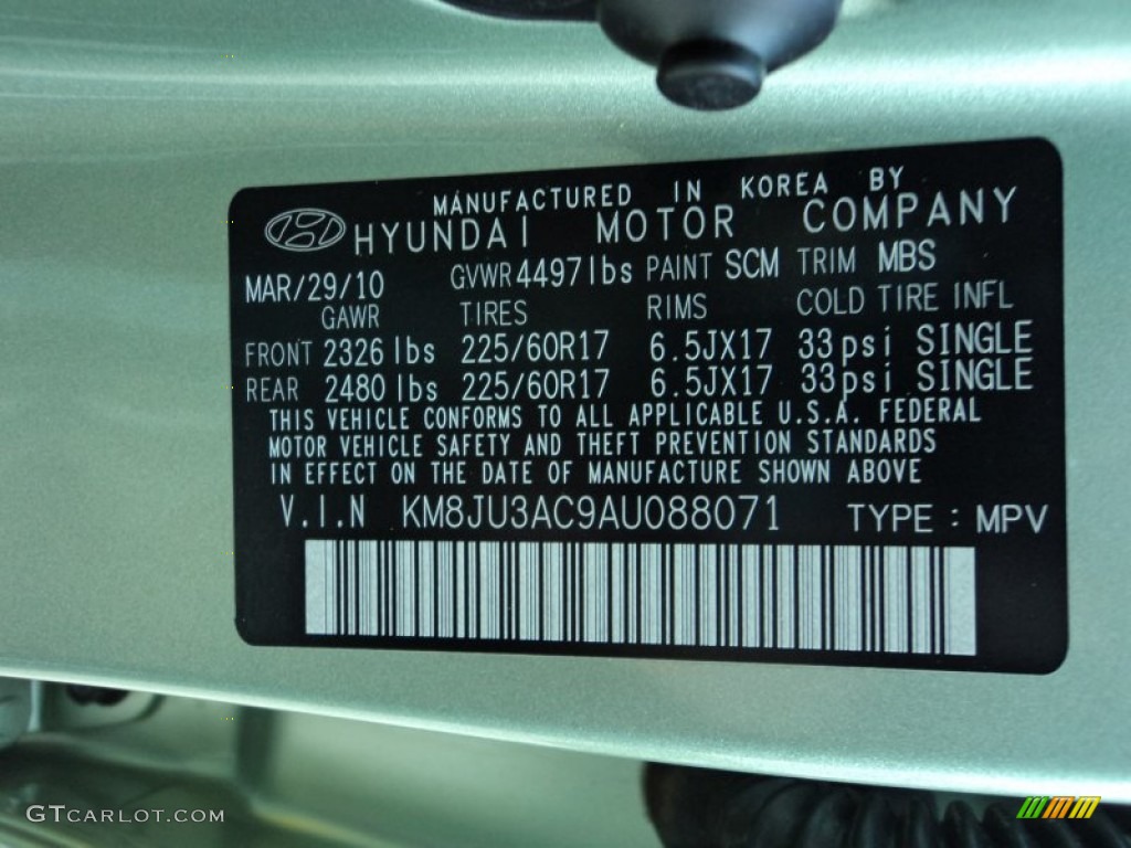 2010 Tucson Color Code SCM for Kiwi Green Photo #57136210