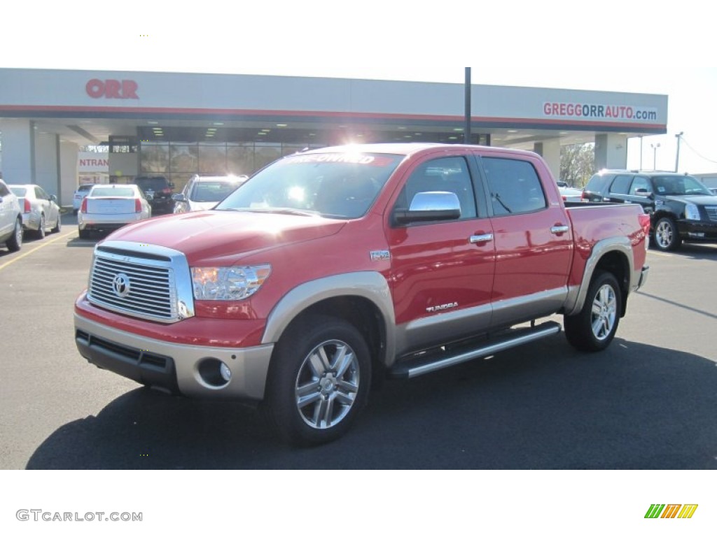 2011 Tundra Limited CrewMax 4x4 - Radiant Red / Sand Beige photo #1